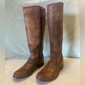 Women’s Frye Boots, Melissa Inside Zip, Distressed Brown, Sz 8. 1/2, Pre-owned.